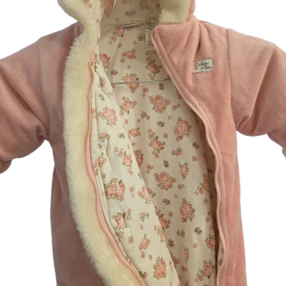 Baby Girl CALVIN KLEIN Designer Winter Snowsuit Pink Flower 6-9 Months SOFT WARM